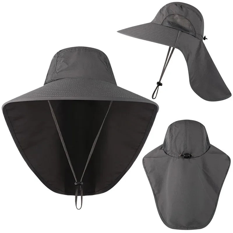 Unisex Wide Brim Bucket Hat with Neck Cover