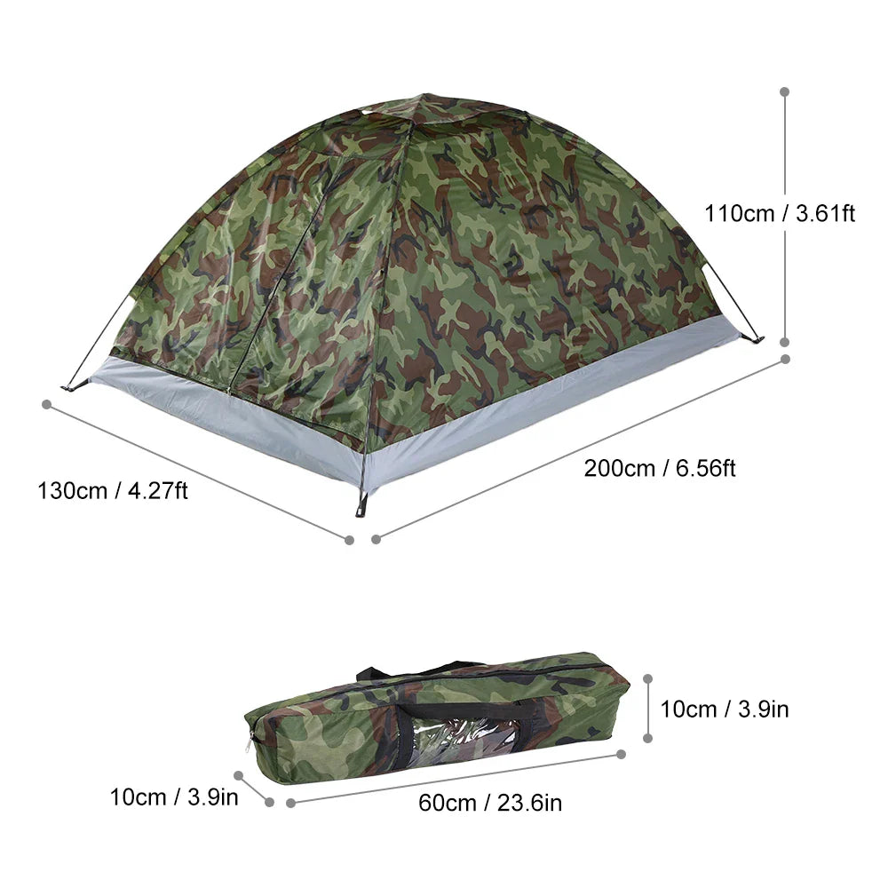 2 Person Single Layer Camping Tent Portable Camouflage for Summer