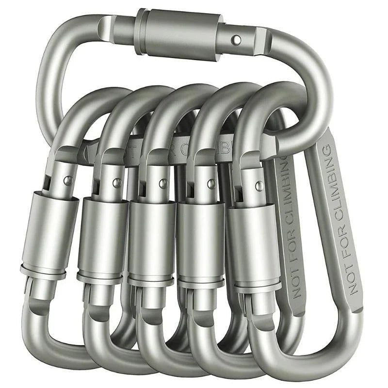 Carabiner Clip Set 6pcs Aluminum for Hiking and EDC - The PeakTrail