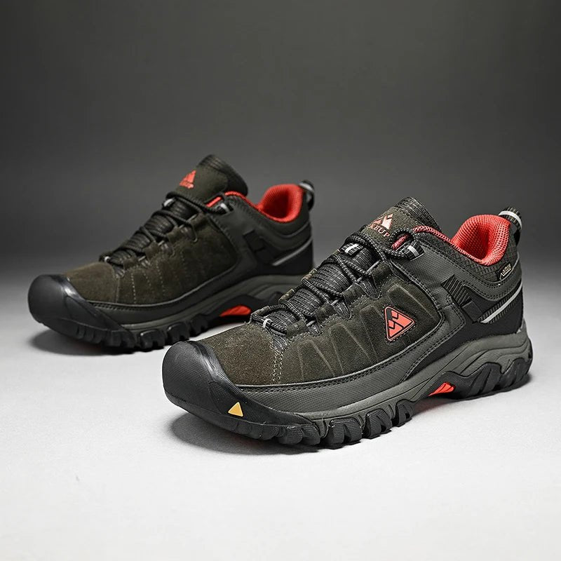 Men's Leather Hiking Shoes Trail Design with Rubber Sole - The PeakTrail
