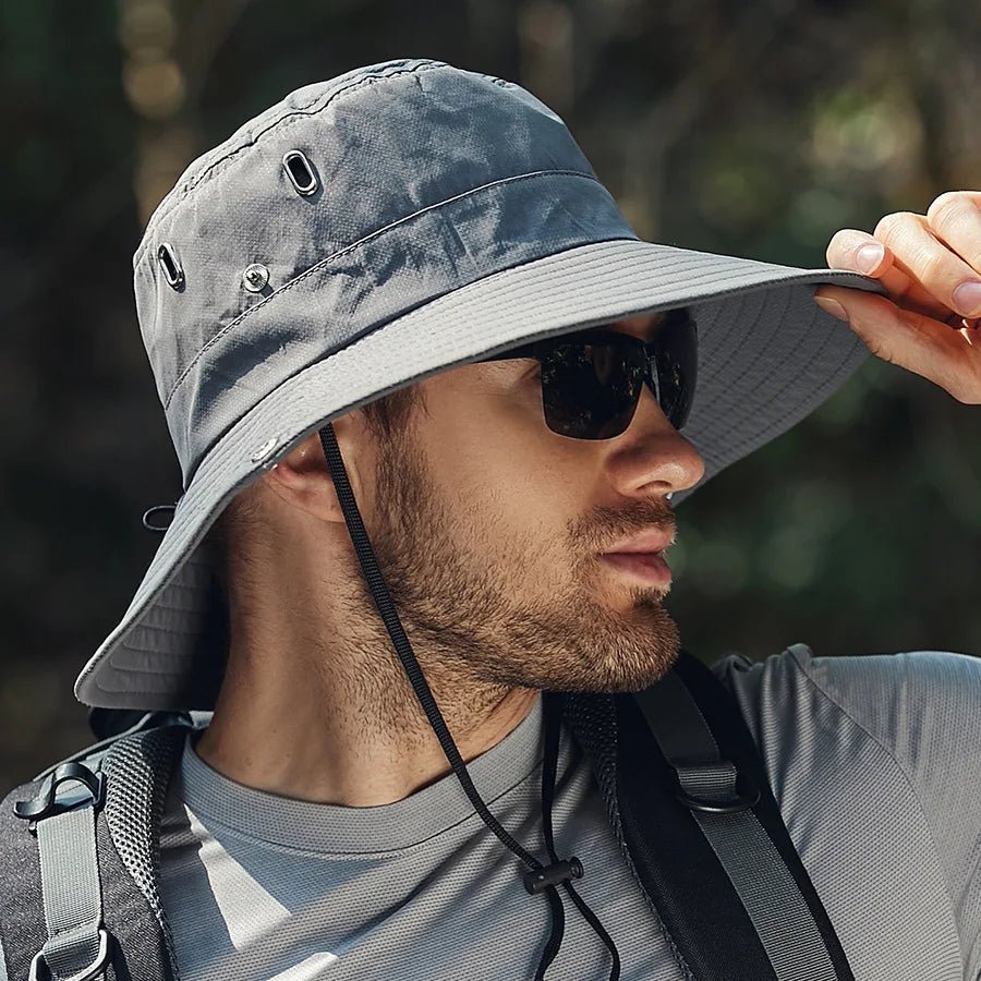 Men's Safari Hat Wide Brim UV Protection for Hiking - The PeakTrail