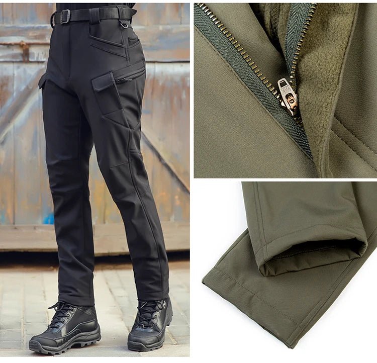 Men's Tactical Winter Pants Fleece - Lined Cargo for Hiking and Skiing - The PeakTrail