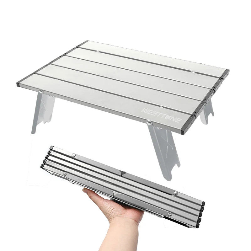 Mini Camping Table Ultralight Roll - Up Aluminum Design - The PeakTrail