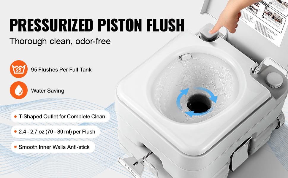 Portable Camping Toilet with Pressurized Flush