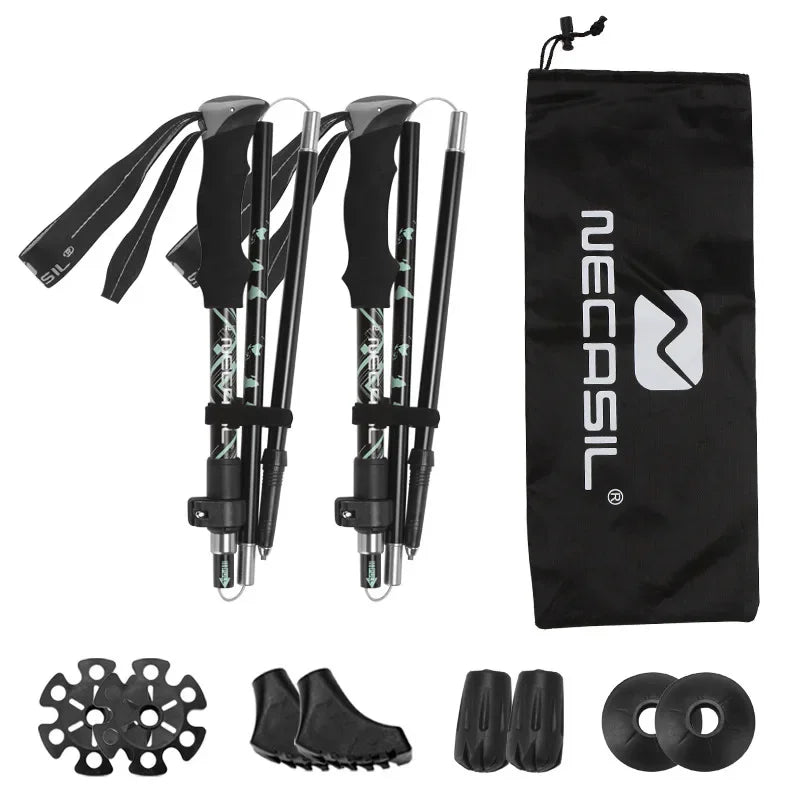 Trekking Poles Set 2pcs Ultralight Foldable for Hiking and Nordic Walking - The PeakTrail