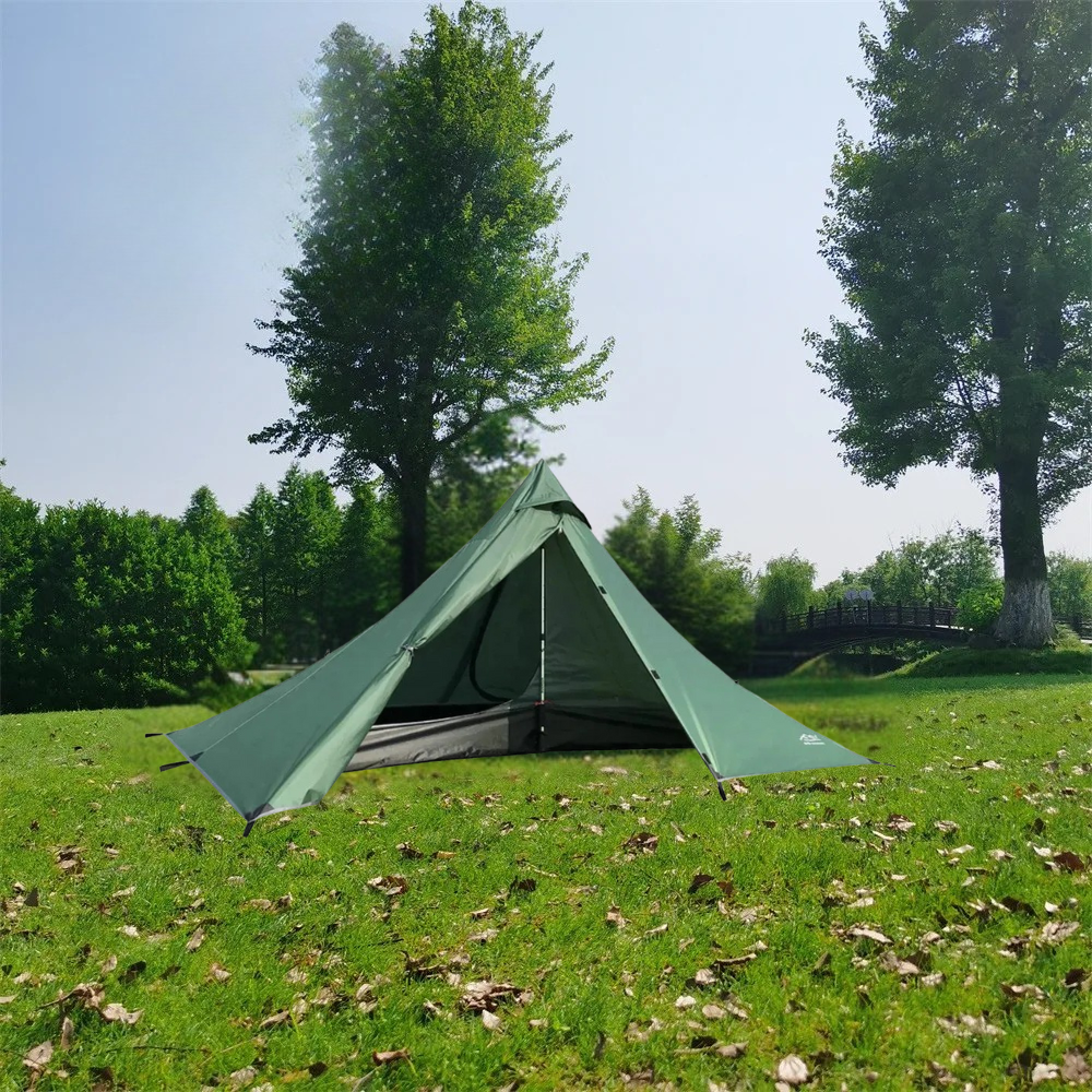 1 Person Ultralight Pyramid Camping Tent Poleless Design
