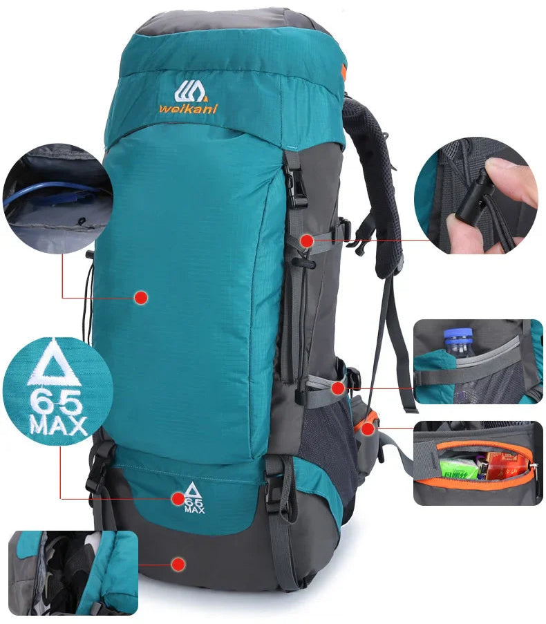 65 L Hiking Camping Backpack Waterproof Large Capacity