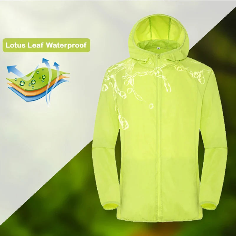 Unisex Waterproof Rain Jacket Quick Dry Windbreaker with Sun Protection