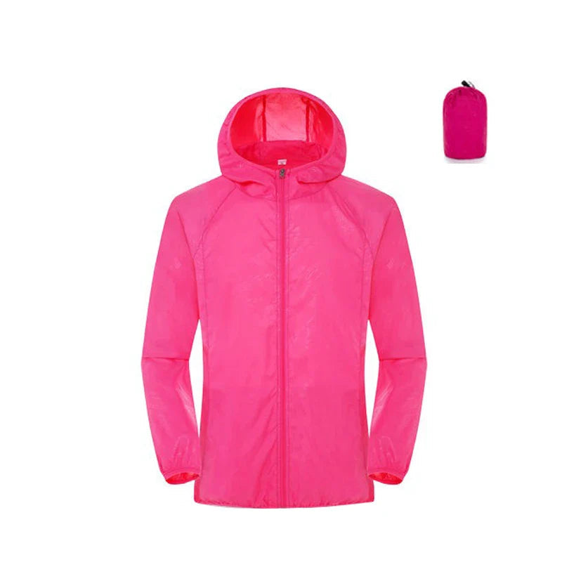 Unisex Waterproof Rain Jacket Quick Dry Windbreaker with Sun Protection
