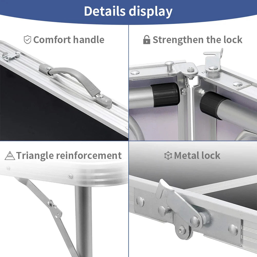 Adjustable Height Folding Camping Table Portable Small Size