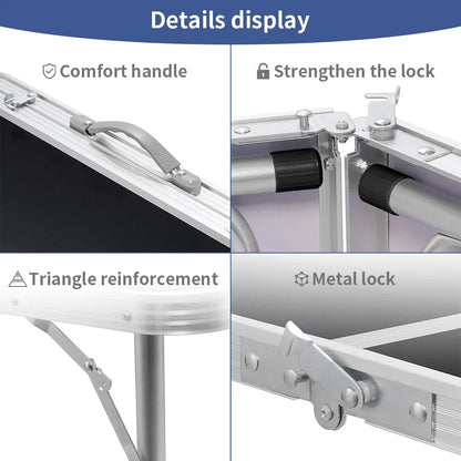Adjustable Height Folding Camping Table Portable Small Size