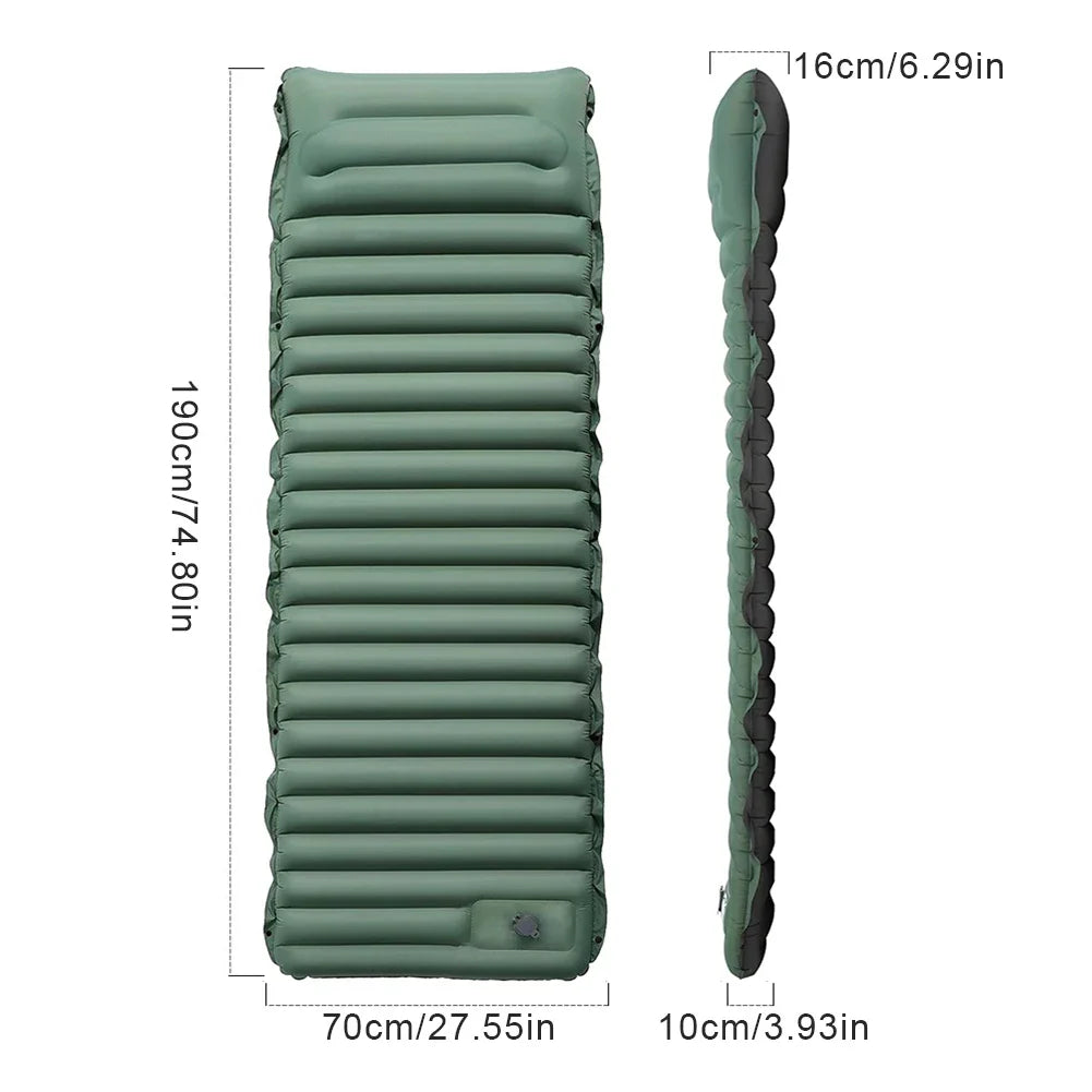 10 cm Self-Inflating Sleeping Mat Ultralight Waterproof Foot Pump and Pillow