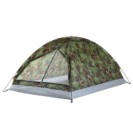 2 Person Single Layer Camping Tent Portable Camouflage for Summer