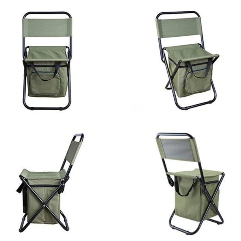 Folding Camping Chair with Backrest and Cooler Bag Lightweight