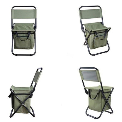 Folding Camping Chair with Backrest and Cooler Bag Lightweight