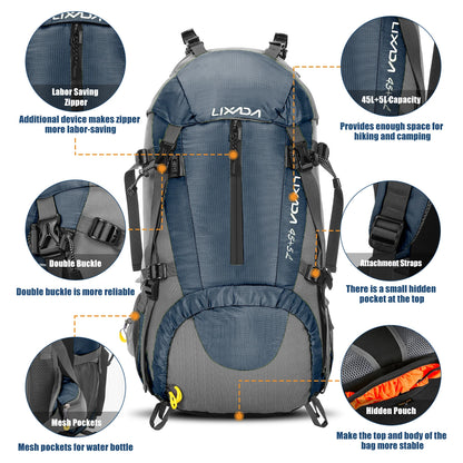 50L Waterproof Hiking Backpack – Outdoor Trekking & Camping Bag with Rain Cover