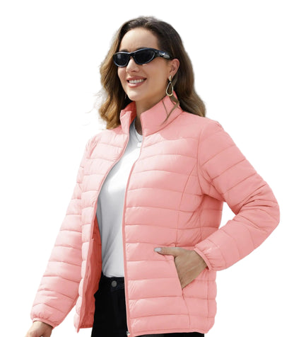 Women’s Lightweight Quilted Puffer Jacket Winter Zip Up Stand Collar