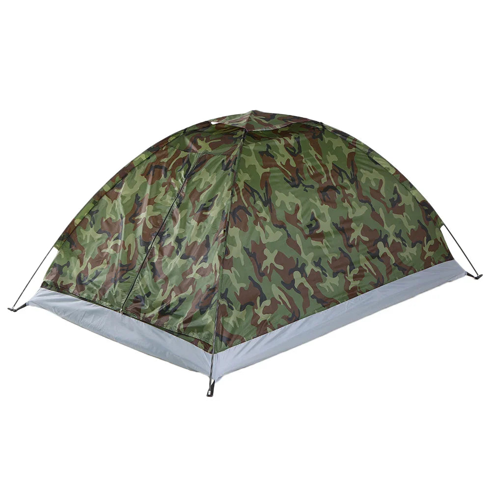 2 Person Single Layer Camping Tent Portable Camouflage for Summer