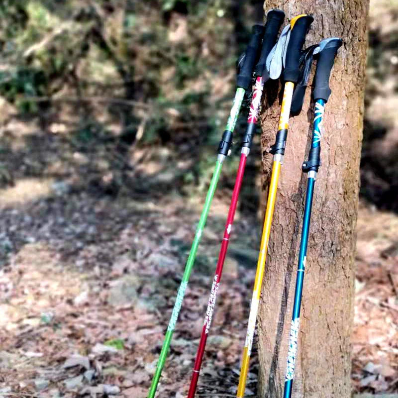 5 Section Telescopic Trekking Pole Folding Portable with Carry Bag