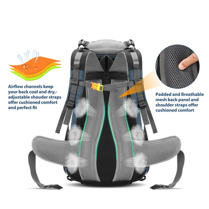 50 L Hiking Camping Backpack Waterproof With Rain Cover