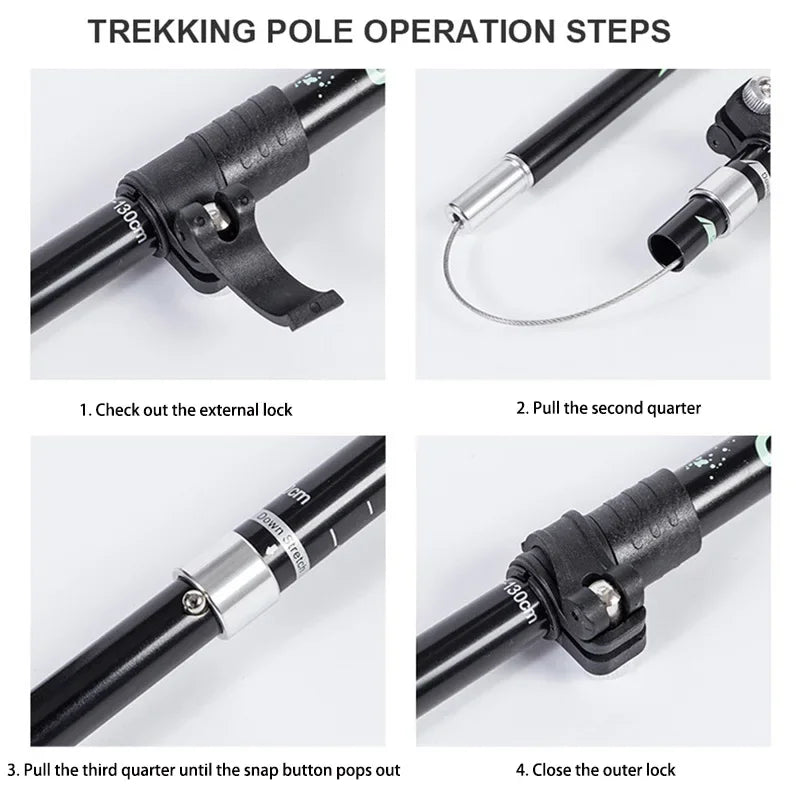 Telescopic Trekking Pole 5 Section Folding Portable with Carry Bag