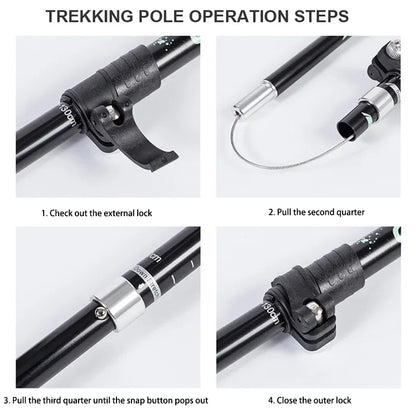 Telescopic Trekking Pole 5 Section Folding Portable with Carry Bag