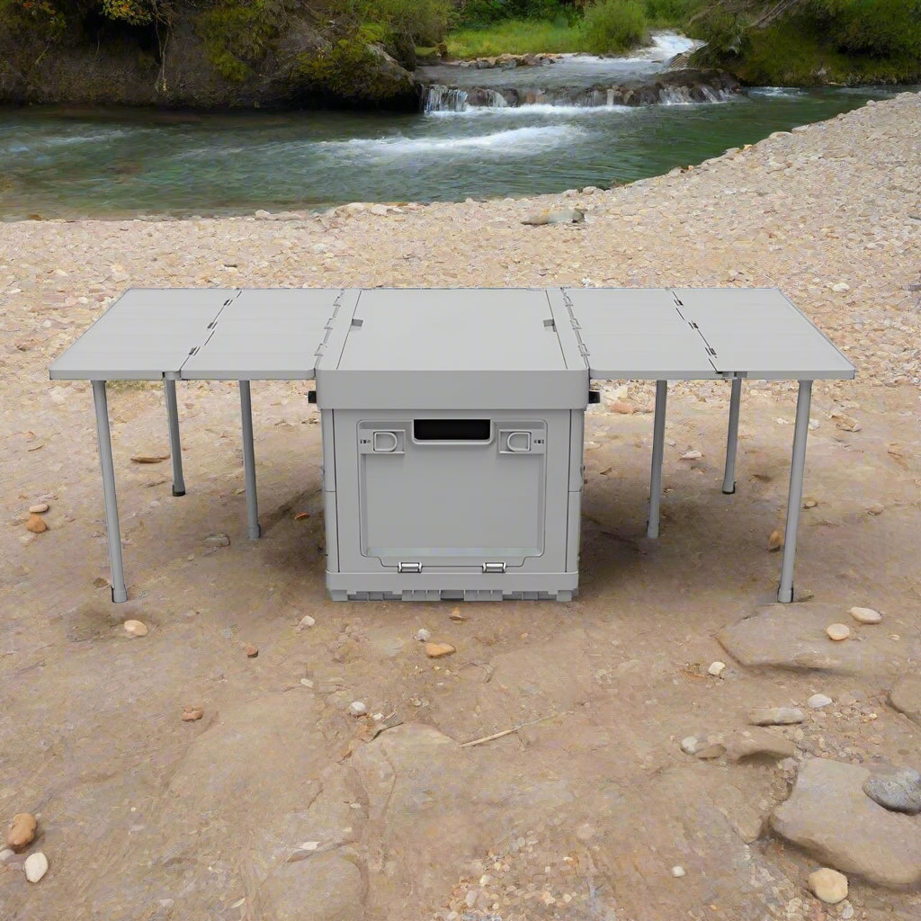 Portable Folding Camping Table with Storage Box and Lid