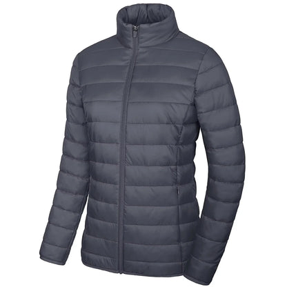 Women’s Lightweight Quilted Puffer Jacket Winter Zip Up Stand Collar