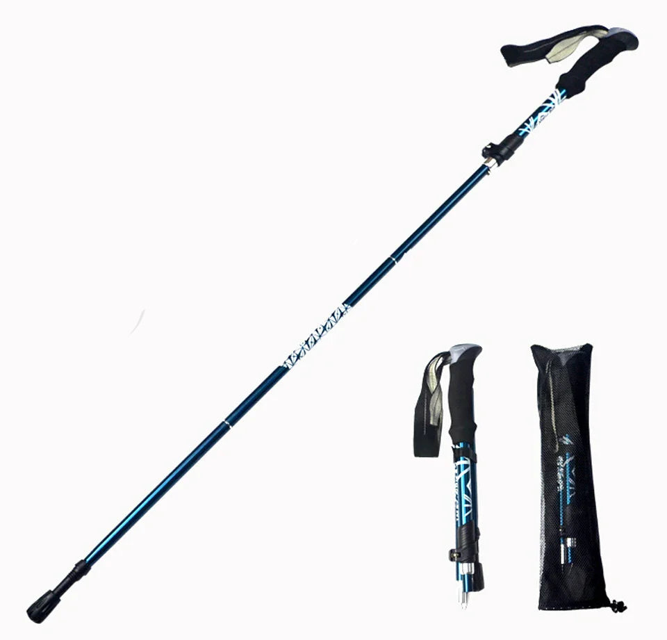 5 Section Telescopic Trekking Pole Folding Portable with Carry Bag