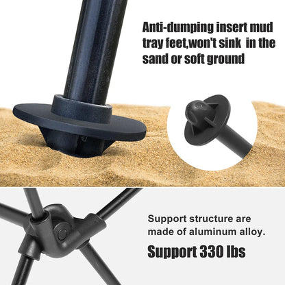 Folding Camping Chair with Headrest Aluminium Alloy Lightweight