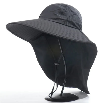 Unisex Wide Brim Bucket Hat with Neck Cover