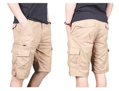 Men’s Cotton Cargo Shorts Knee Length Summer Up to 6XL