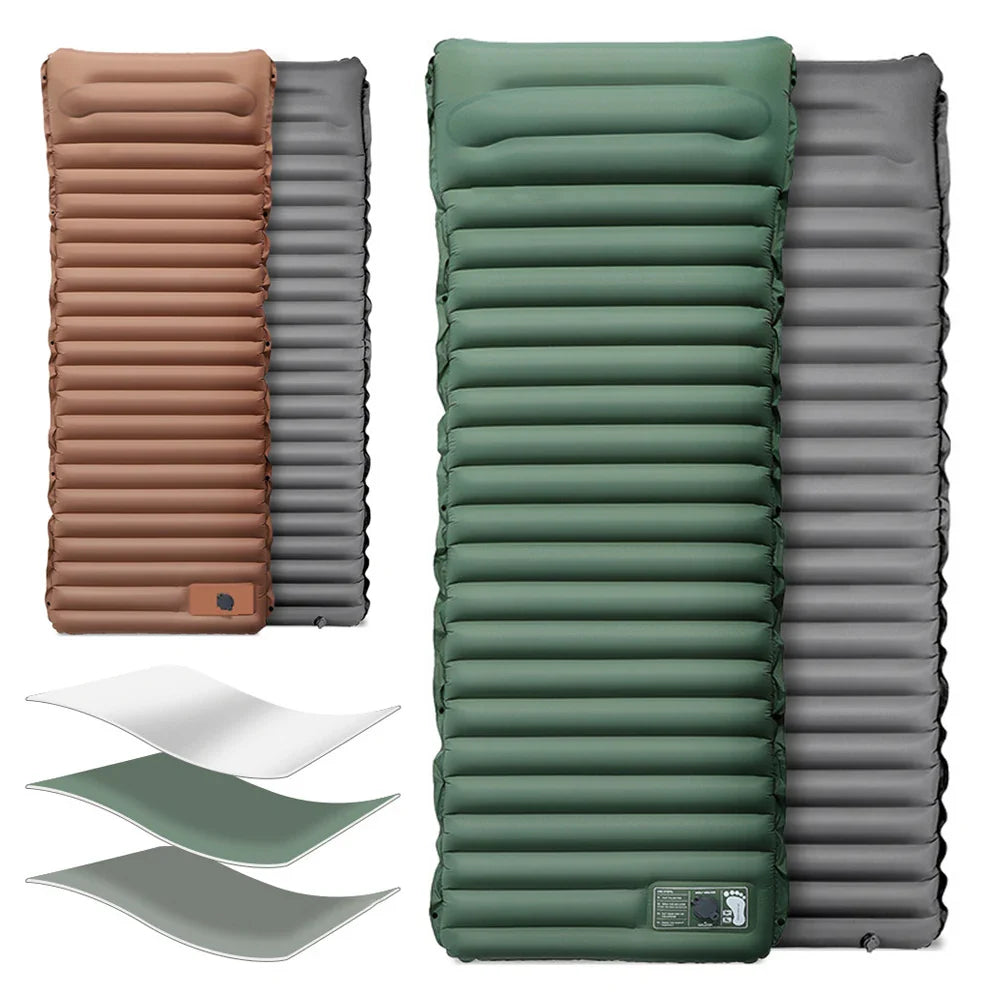 10 cm Self-Inflating Sleeping Mat Ultralight Waterproof Foot Pump and Pillow
