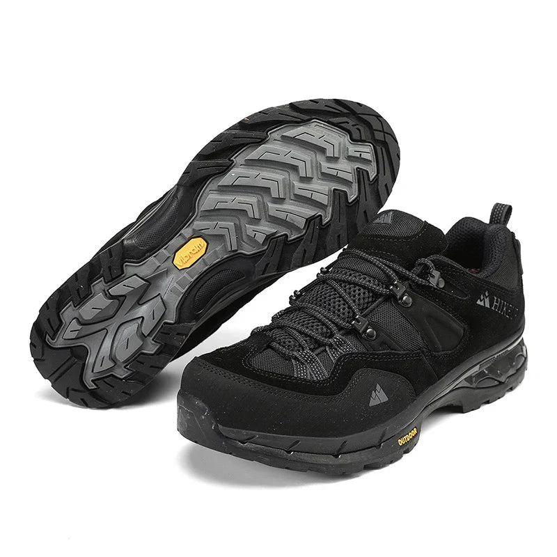 Men’s Leather Hiking Shoes Lace Up Wear Resistant for Trekking