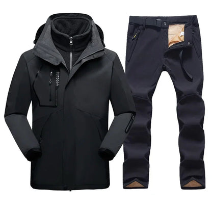 Men’s Winter Waterproof Jacket and Pants Set Windproof