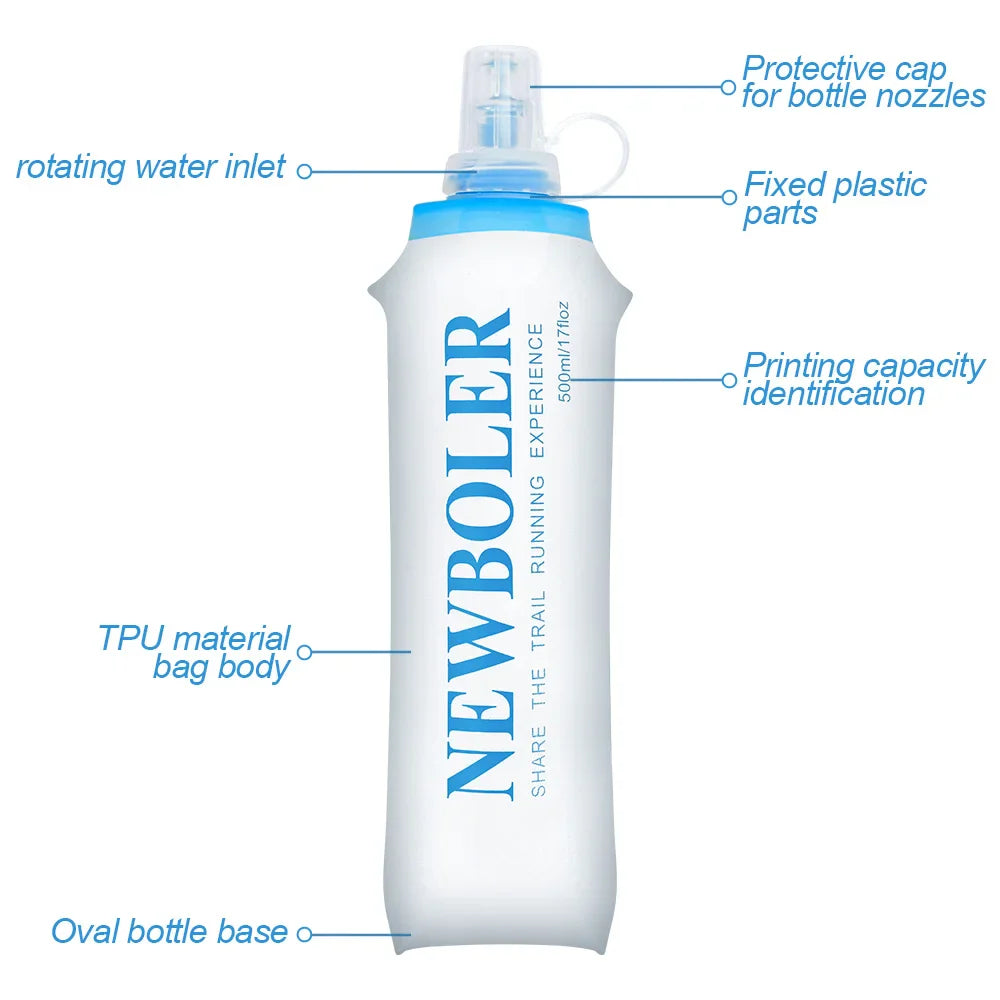 150 to 750 mL Collapsible Silicone Water Bottle for Hiking and Camping