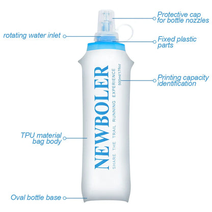 150 to 750 mL Collapsible Silicone Water Bottle for Hiking and Camping