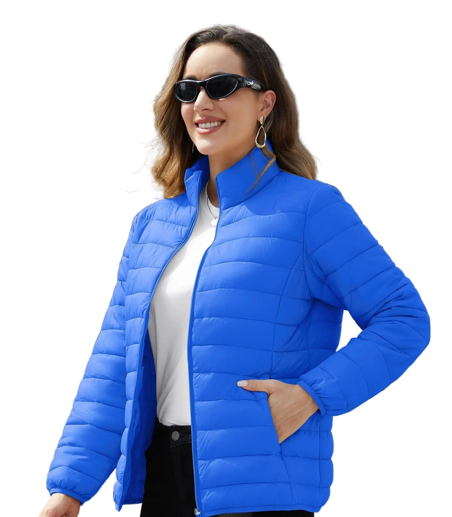 Women’s Lightweight Quilted Puffer Jacket Winter Zip Up Stand Collar
