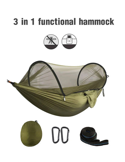 3 in 1 Camping Hammock with Mosquito Net Quick Opening Nylon