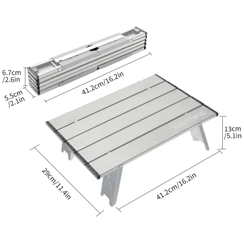 Ultralight Roll Up Folding Camping Table Portable Aluminium Alloy