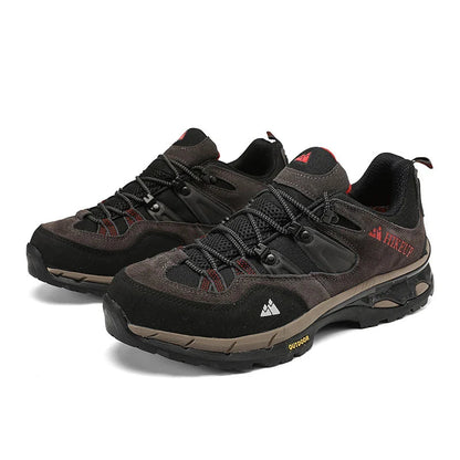 Men’s Leather Hiking Shoes Lace Up Wear Resistant for Trekking