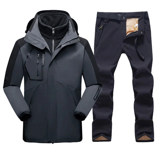 Men’s Winter Waterproof Jacket and Pants Set Windproof
