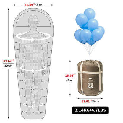 Mummy Camping Sleeping Bag Cotton Lightweight for Winter