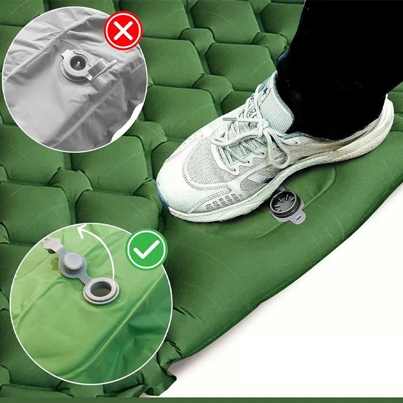 Ultralight Air Mattress 1 Person Moisture-Proof Built In Pump with Pillow