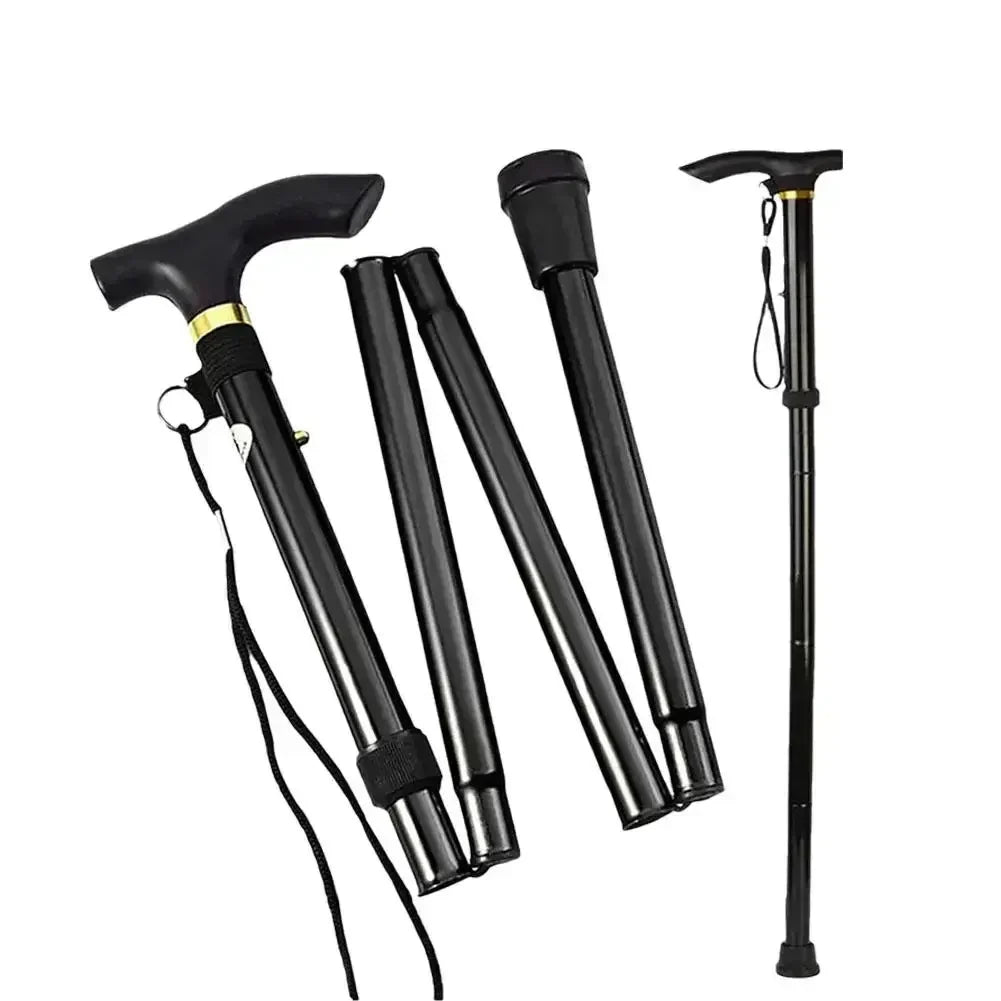 Folding Trekking Pole Aluminum Alloy 4 Section Adjustable Anti Slip