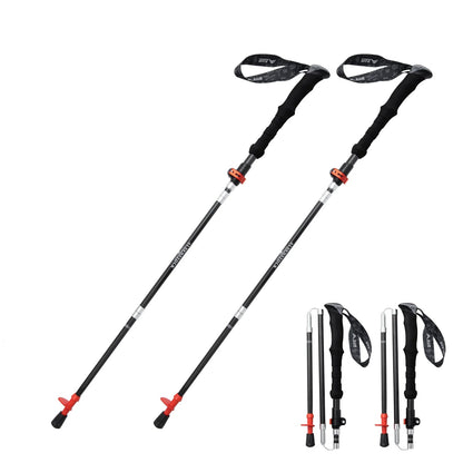 1 or 2 PCS Carbon Fiber Folding Trekking Poles Telescopic Lightweight