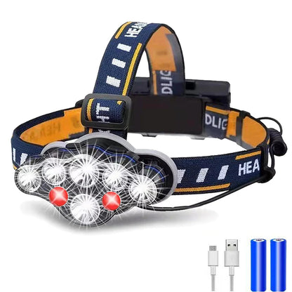 COB LED Headlamp Waterproof 8 Modes for Camping