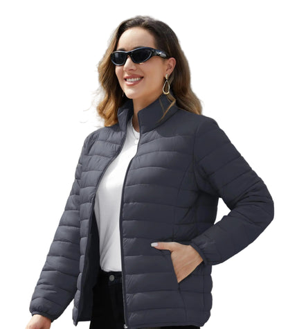 Women’s Lightweight Quilted Puffer Jacket Winter Zip Up Stand Collar
