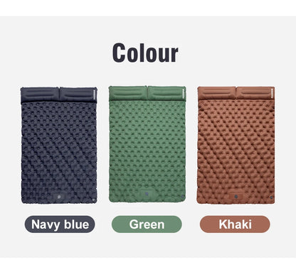 Double Camping Air Mat – Inflatable Pad with Pillows