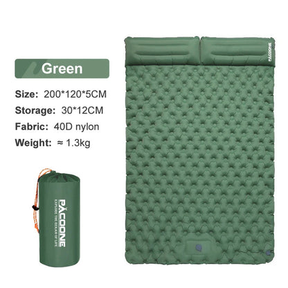 Double Camping Air Mat – Inflatable Pad with Pillows